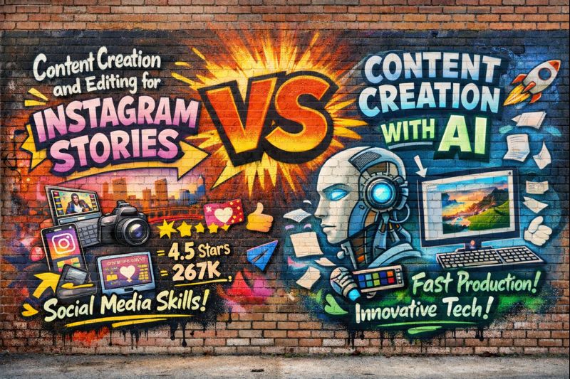 Content Creation and Editing for Instagram Stories Course VS Content Creation with AI Course